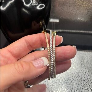 Elegant Gold and Silver Hoop Earrings Set Of Three 119.00